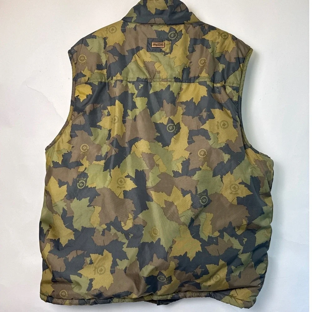 LRG Lifted Research Group Mens Camo‎ Leaf Puffer Vest Green Brown 2XL